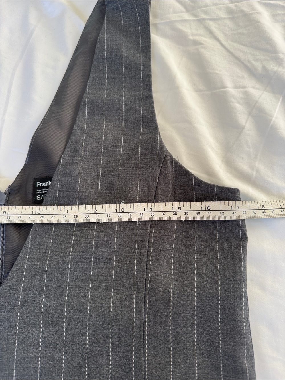 Frank & Oak Gray Pinstripe V-Neck Shift Dress - Picture 9 of 12